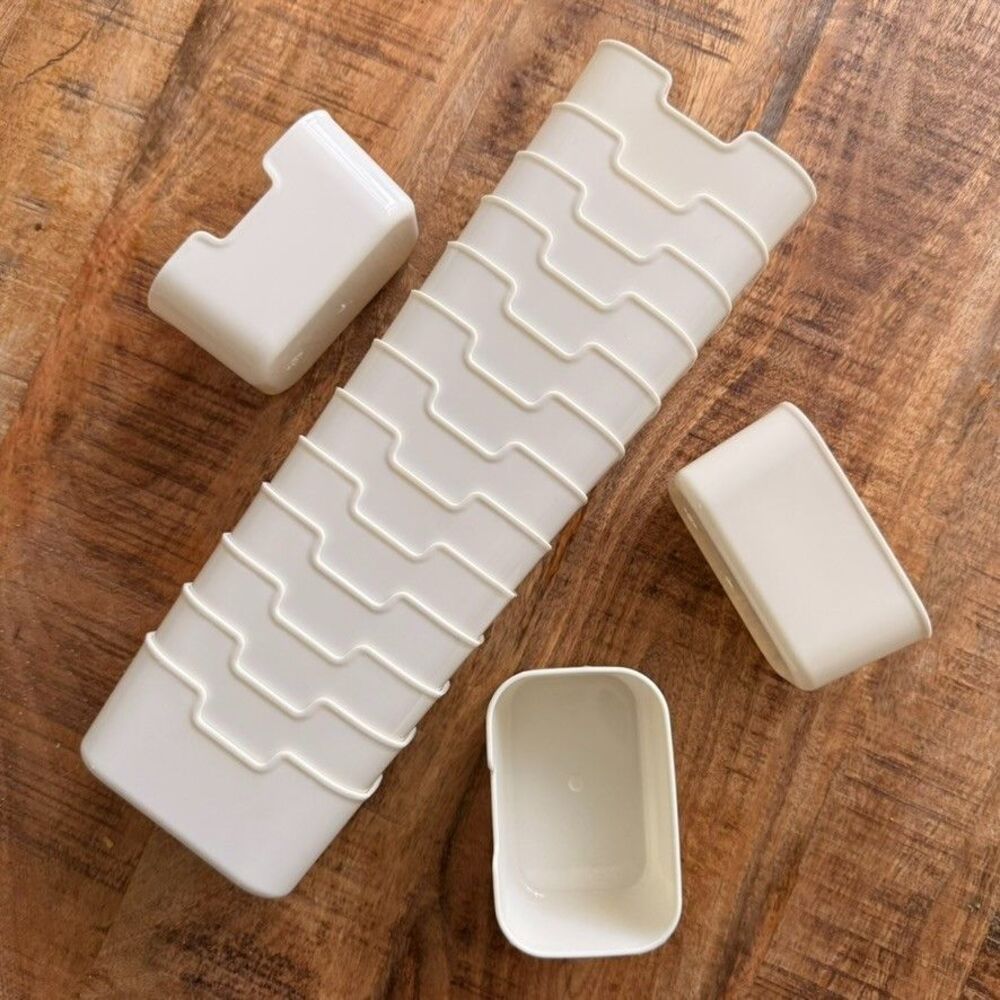 16 Pc Ivory Plastic Drawer Organizer Bin Set Stackable Modular Storage Container